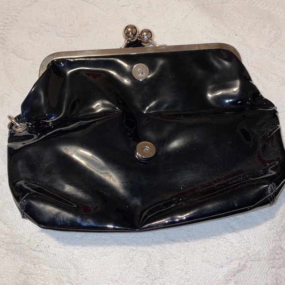 Vintage Black Patent Leather Clutch Wristlet - Picture 2 of 13